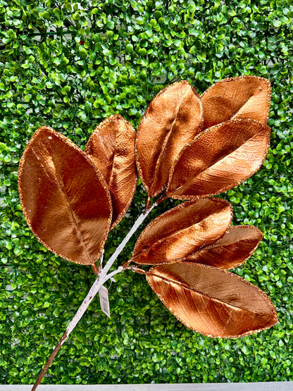 24 Inch Copper Magnolia Leaf Spray