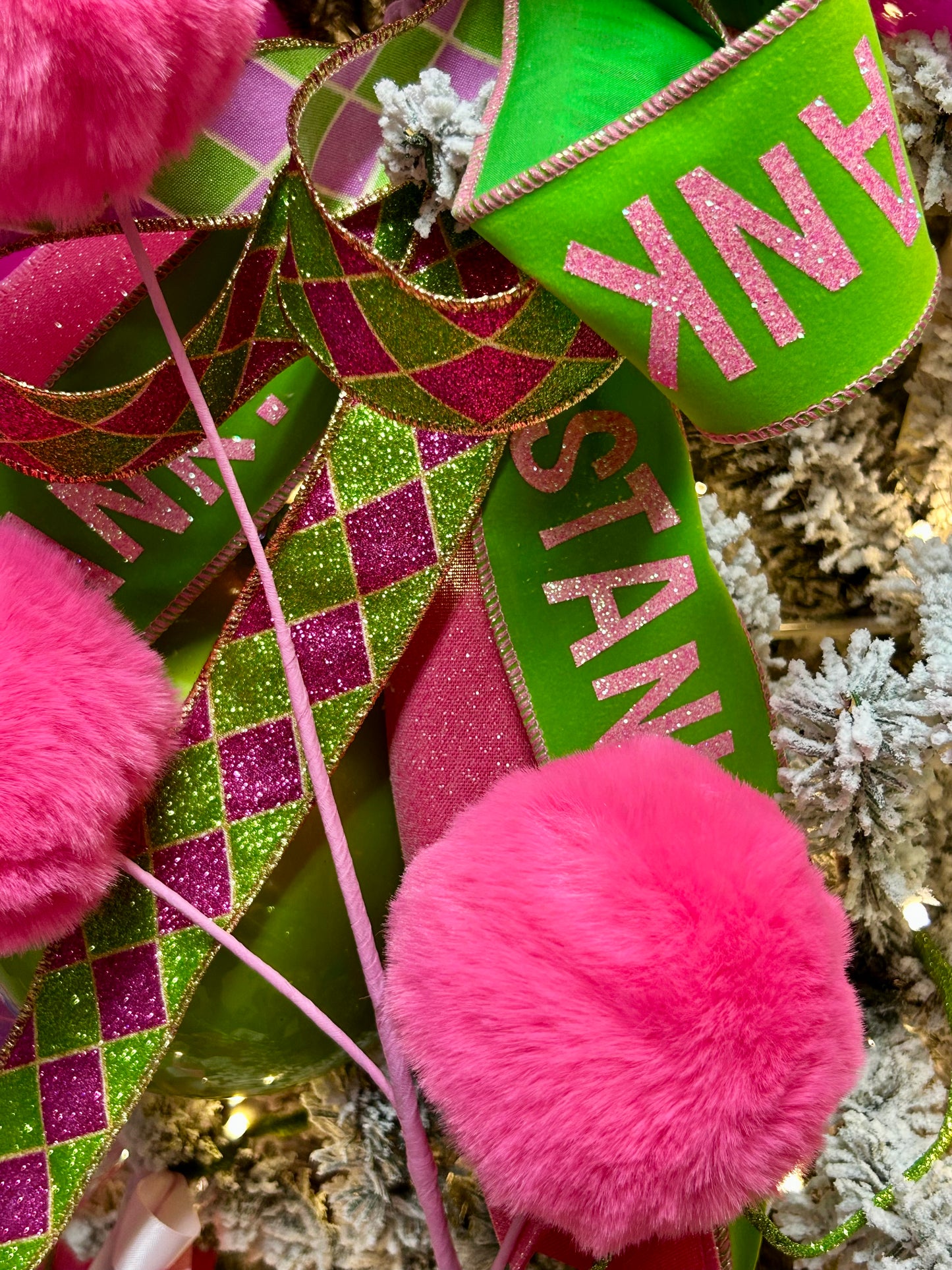 29 Inch Pink Furry Pom Pom Spray