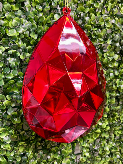 9 Inch Red Acrylic Rain Drop Diamond Ornament