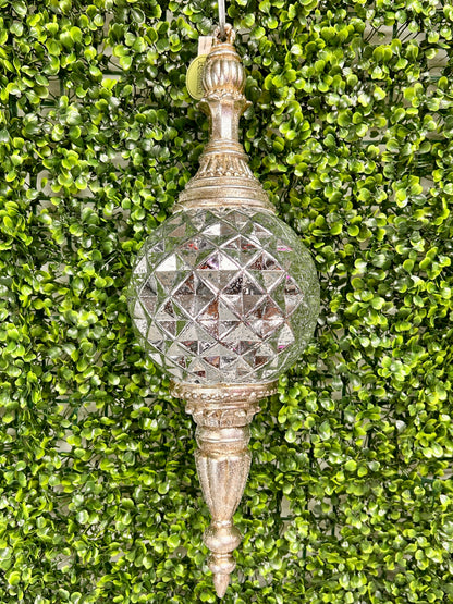 18 Inch Silver Glitter Mercury Finial Ornament