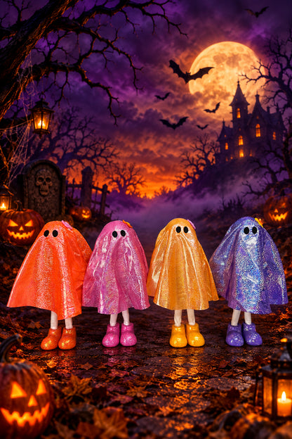 11.42 Inch Resin And Fabric Halloween Ghost Four Styles