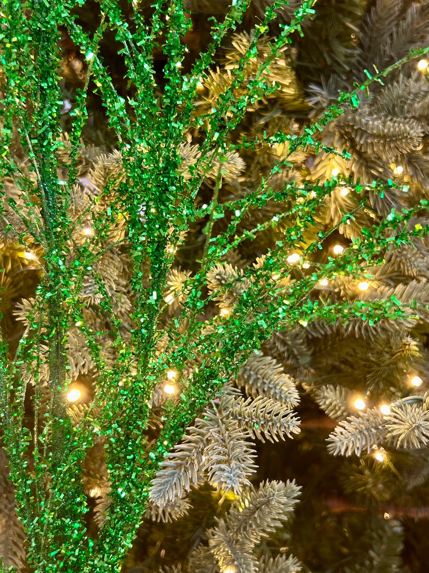 32 Inch Green Glitter Pine Spray