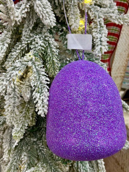 5 Inch Lavender Glitter Gumdrop Ornament