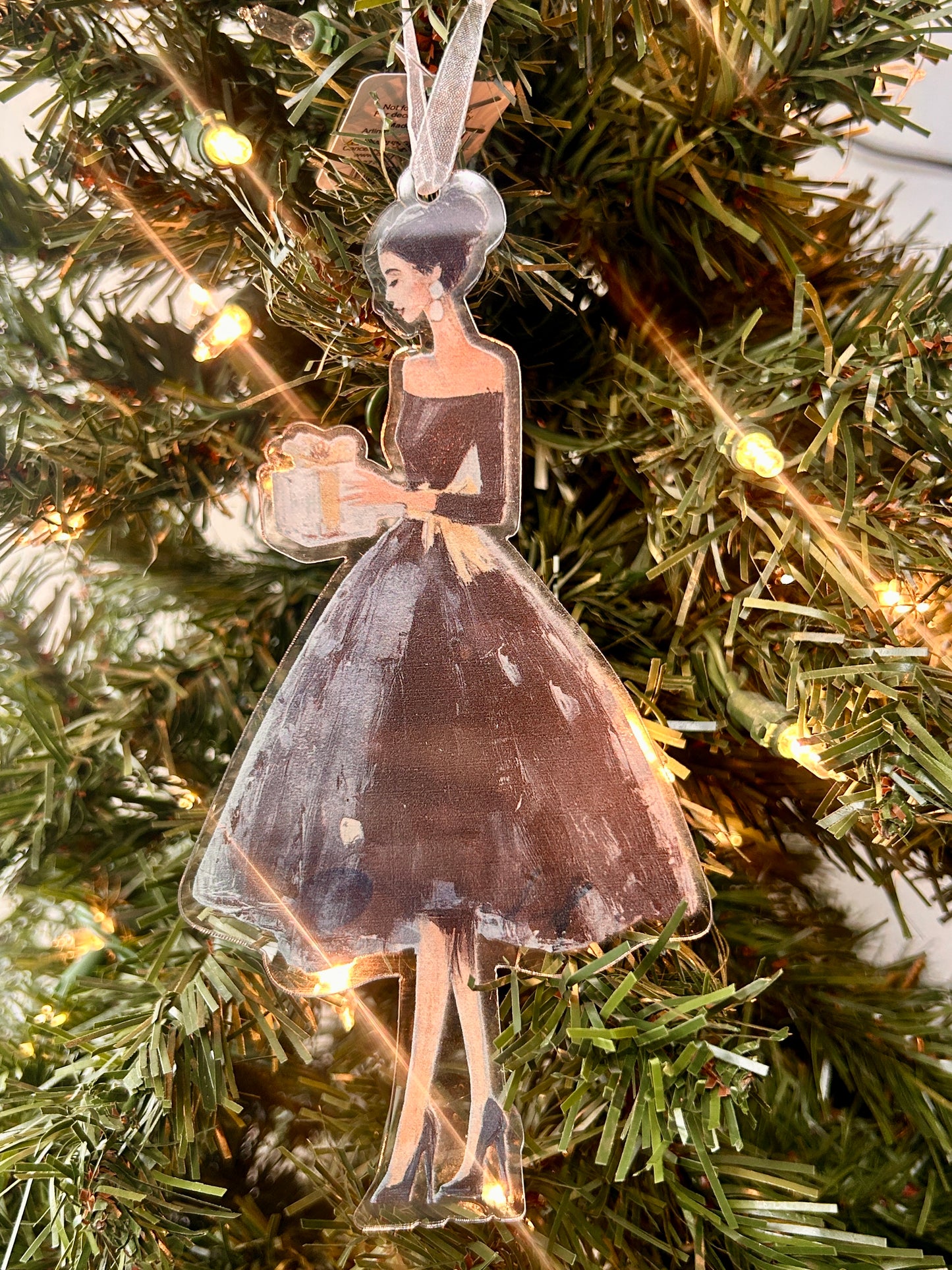 7 Inch Women In Dresses Acrylic Ornaments Two Assorted