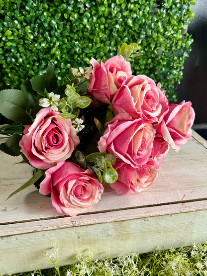 21.5 Inch Pink Rose Bush
