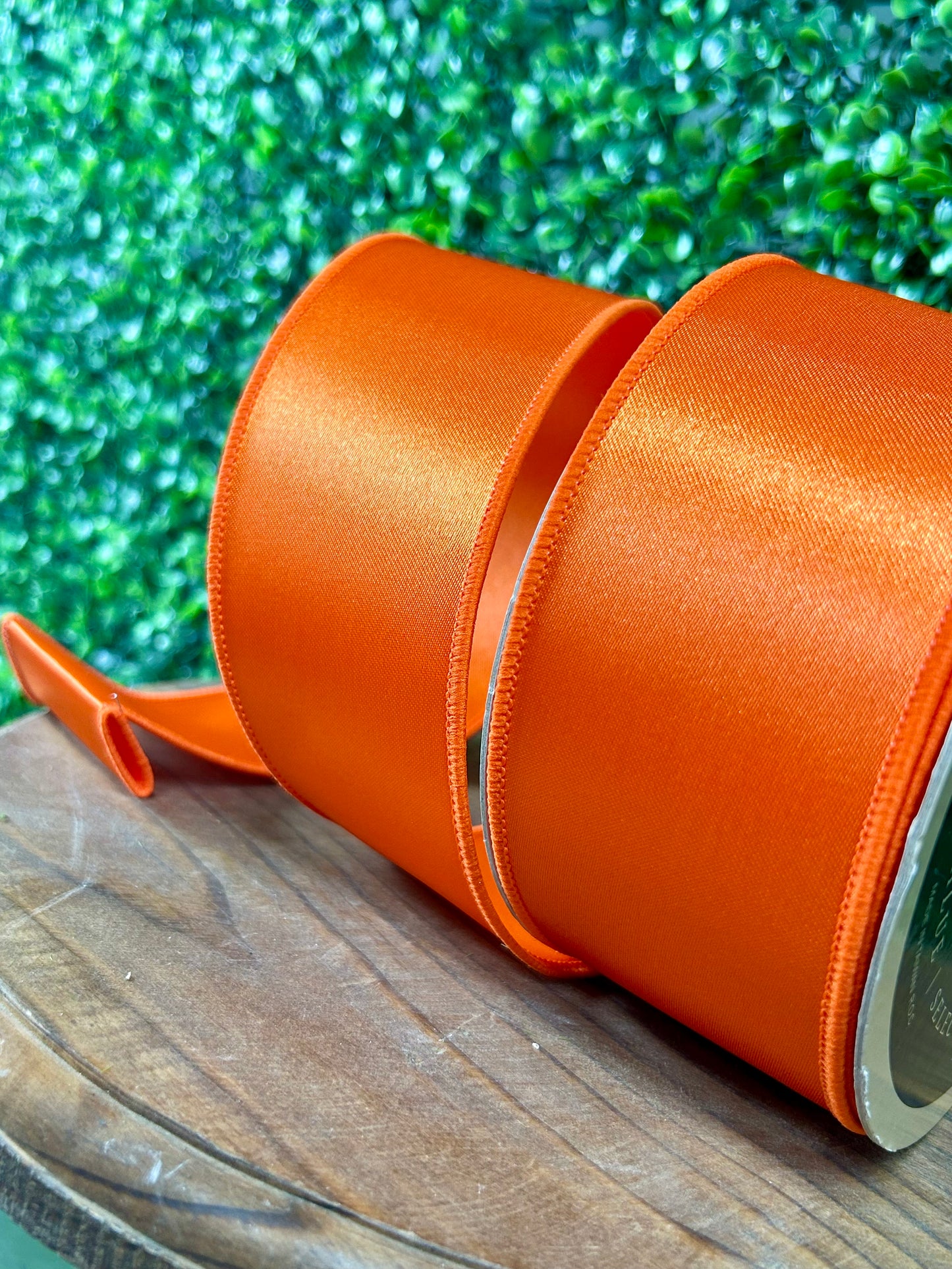 2.5 Inch By 10 Yard Orange Satin Fused Ribbon