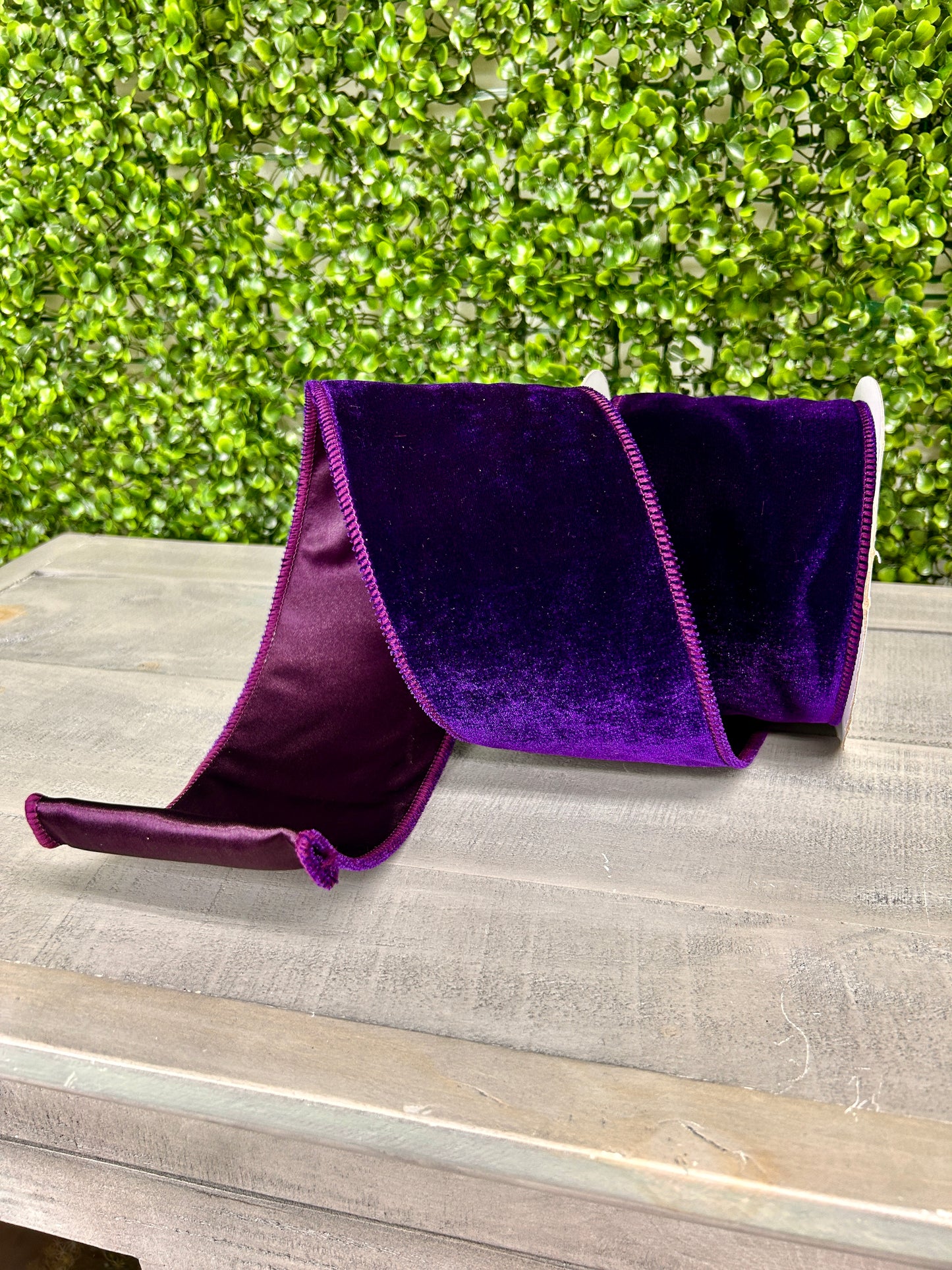 4 Inch By 10 Yard Purple Deluxe Velvet With Satin Backing Ribbon