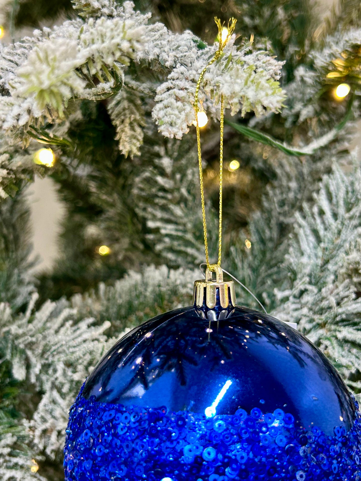 4 Inch Royal Blue Sequin Ball Ornament