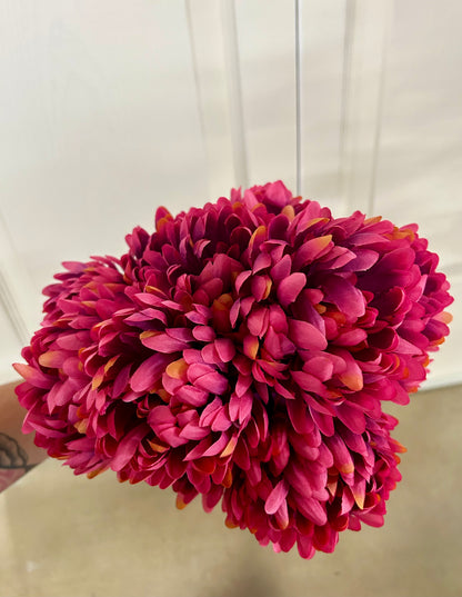 22 Inch Fushcia Ball Mum Bush