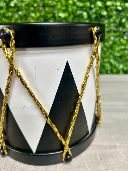 6 Inch Black And White Drum Ornament