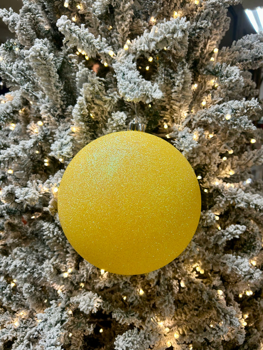 8 Inch Bright Yellow Iridescent Glitter Ornament