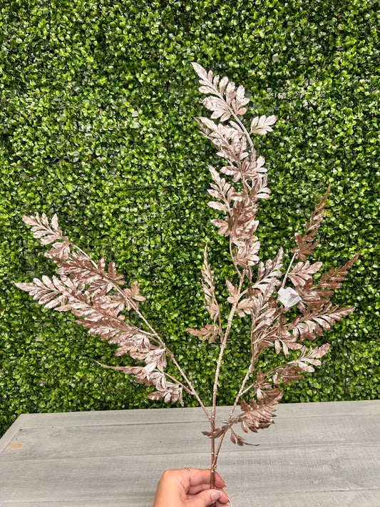 38 Inch Rose Gold Metallic Fern Spray