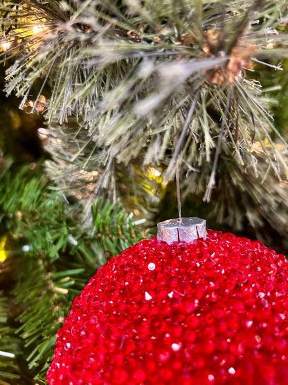 4.5 Red Beaded Ball Ornament