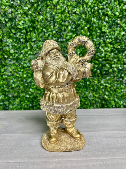 11.5 Inch-12 Inch Antique Gold Resin Santas Three Styles