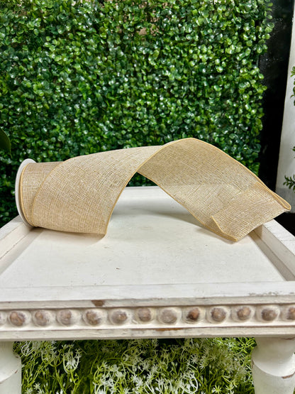 4 Inch By 10 Yard Cream And Gold Royal Metallic Ribbon