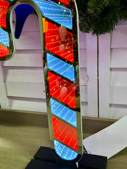 21.5 Inch Electric Infinity Lighted Candy And Candy Cane With Wood Base Two Styles