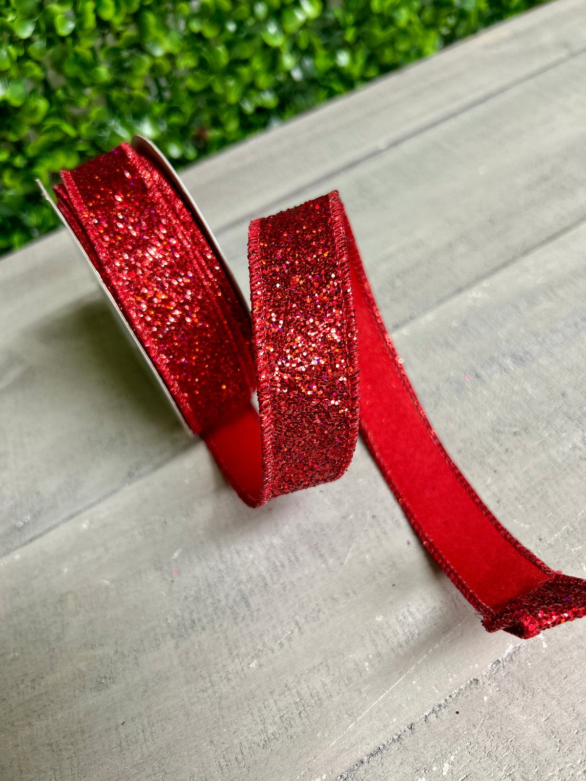 7/8 Inch By 10 Yard Red Laser Glitter Ribbon
