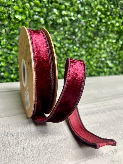 1 Inch By 10 Yard Burgundy Heritage Velvet Ribbon