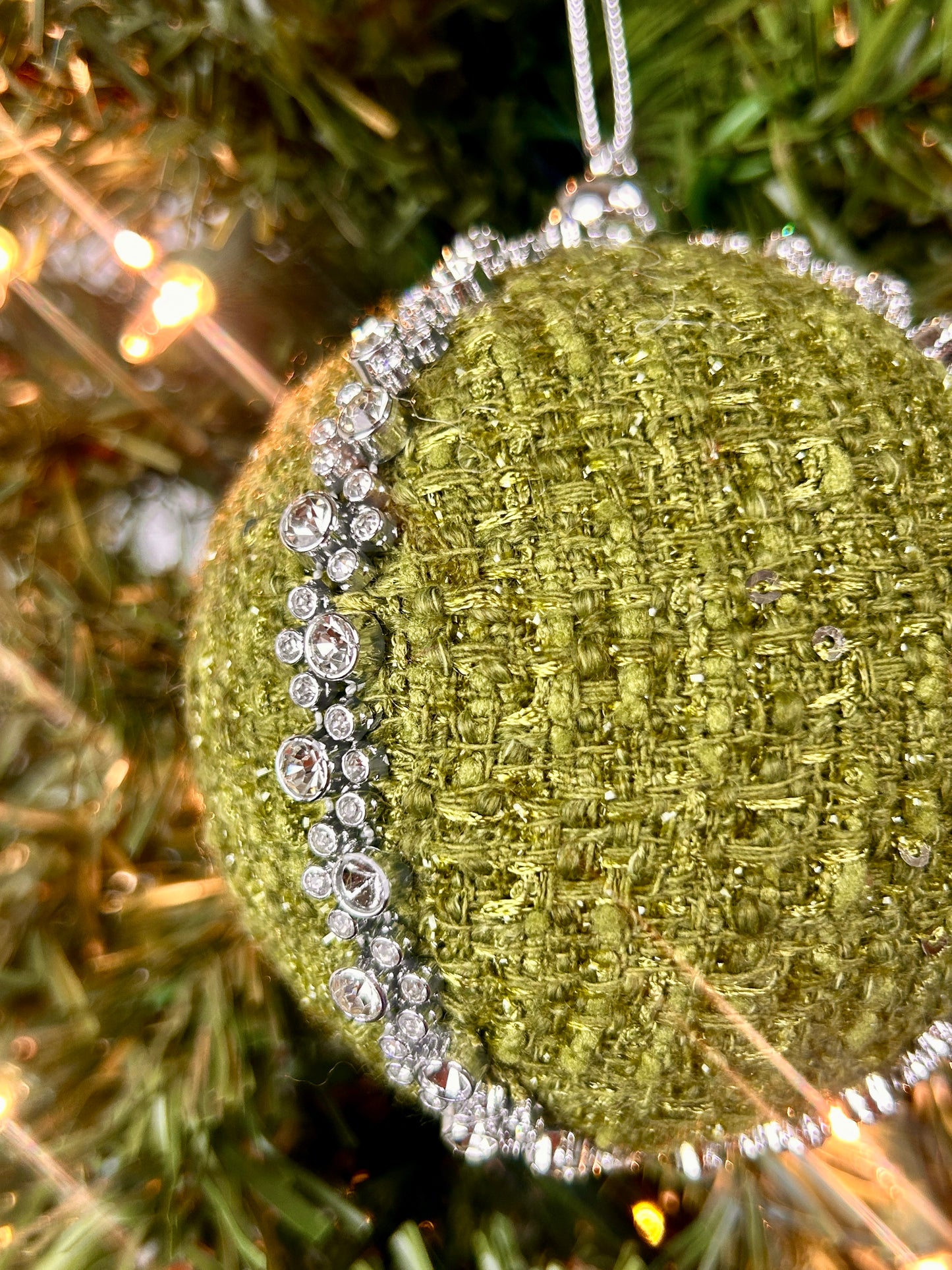 4 Inch Green Diamond Yarn Ball Ornament