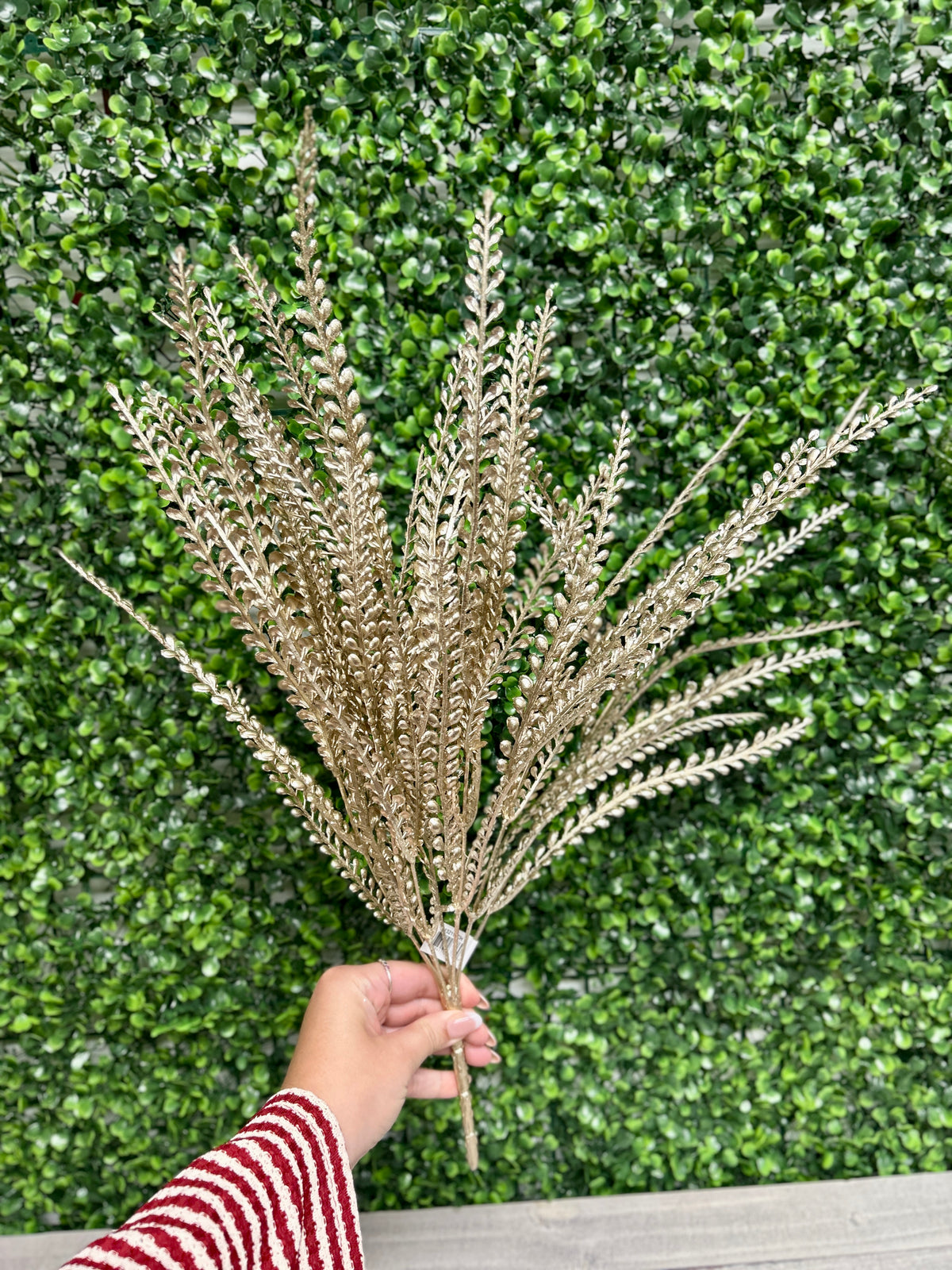 21 Inch Champagne And Silver Fern Bush