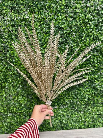 21 Inch Champagne And Silver Fern Bush