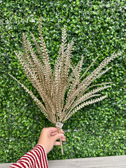 21 Inch Champagne And Silver Fern Bush