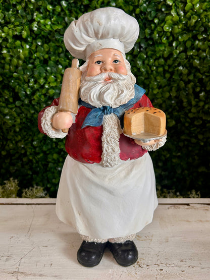 12 Inch Resin Holiday Chef Santa Figurine Two Styles