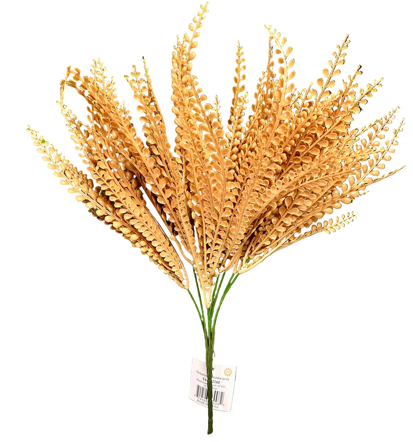15 Inch Beige Bead Grass Bush