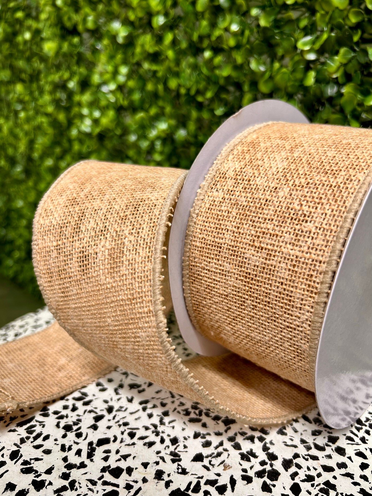 2.5 Inch By 10 Yard Beige Faux Burlap Ribbon