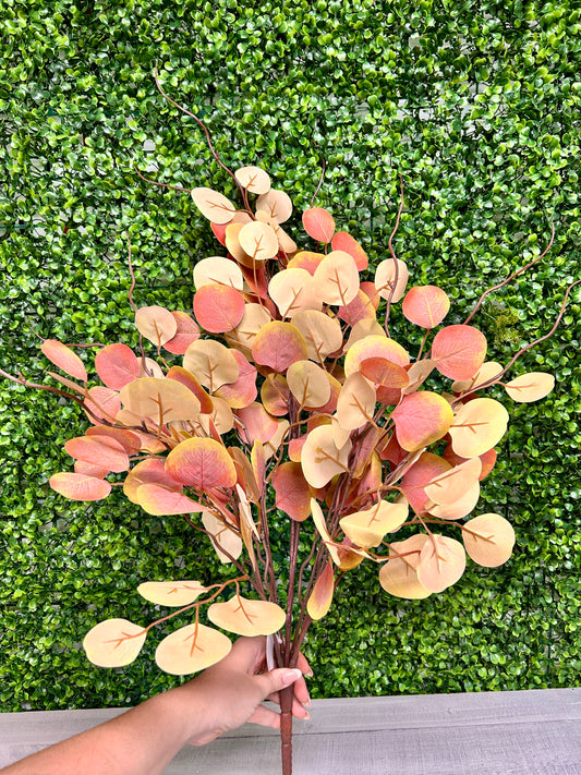 29.5 Inch Orange And Yellow Eucalyptus Leaf Bush