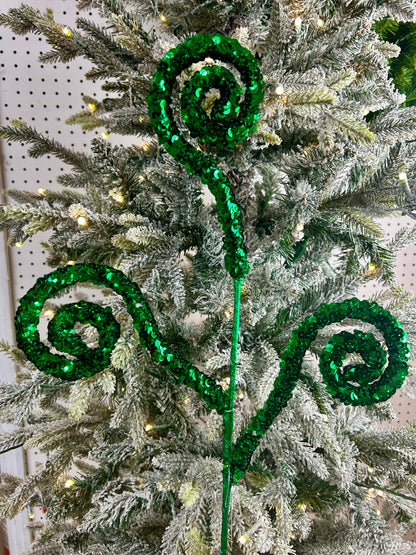 27 Inch Emerald Green Sequin Coil Spray