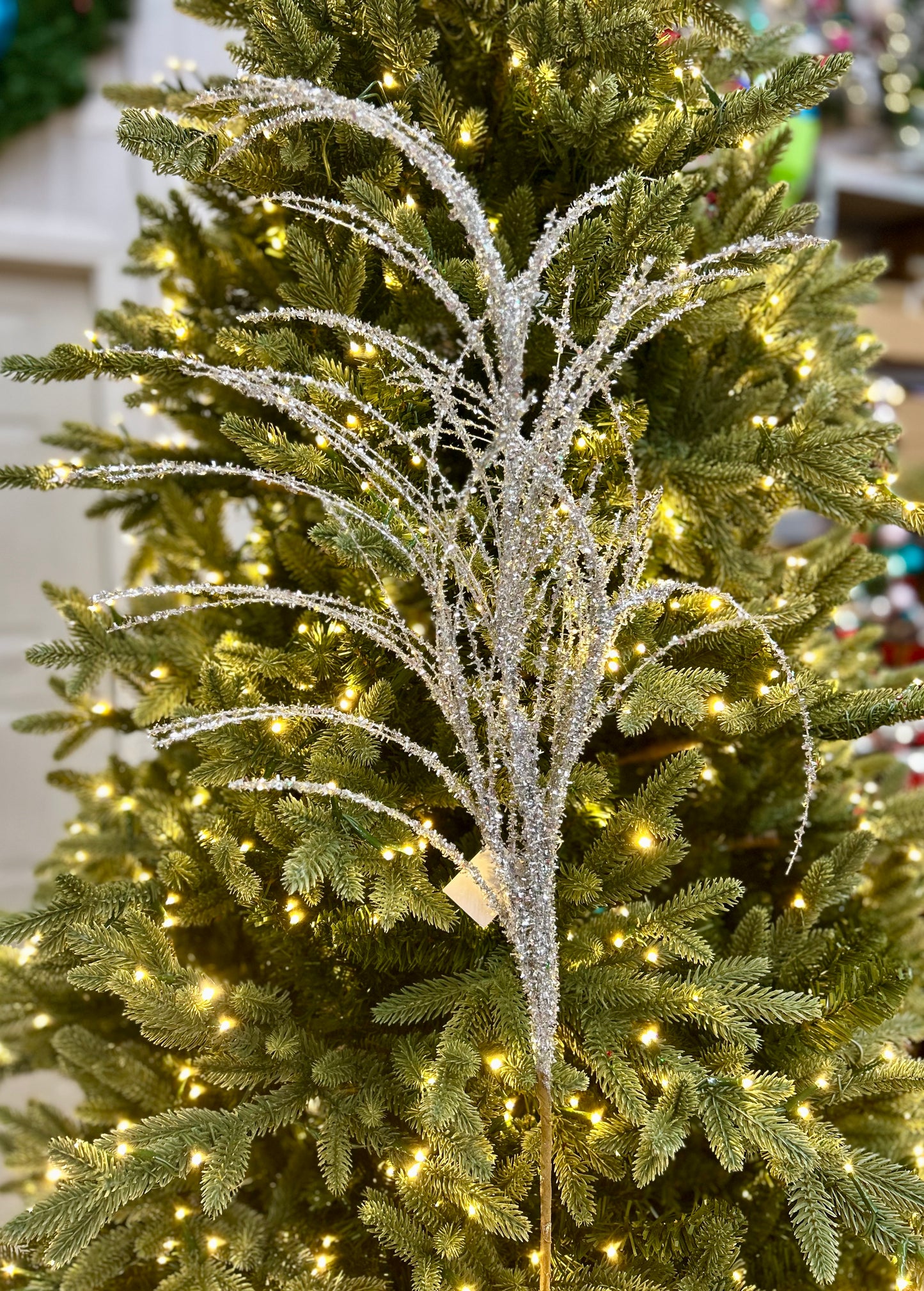 32 Inch Silver Pine Glitter Spray