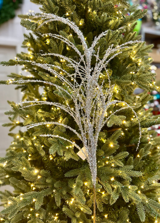 32 Inch Silver Pine Glitter Spray