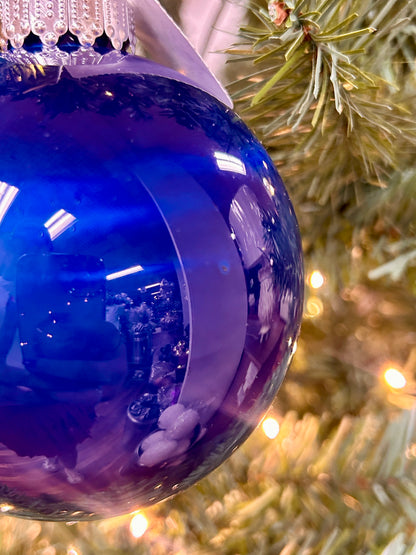 4 Inch Navy Blue Lacquer Ornament Ball