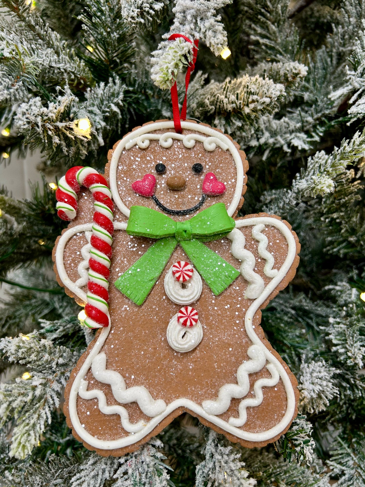 8 Inch Clay Dough Holiday Gingerbread Man Ornament Two Styles