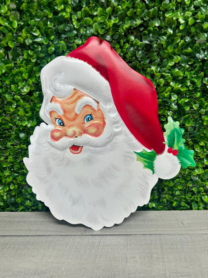 12 Inch Joyful Santa Face Metal Sign
