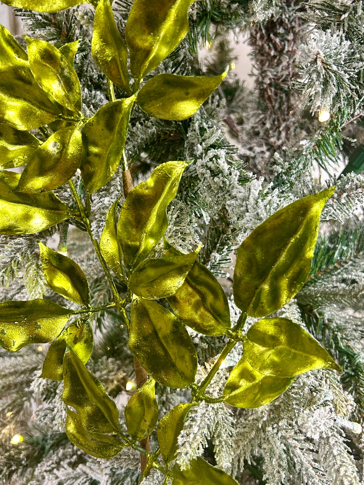 29 Inch Lime Green Metallic Leaf Spray