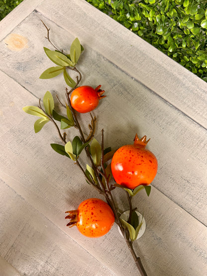 23 Inch Orange Pomegranate Stem