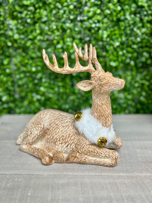 9 Inch Brown Ceramic Laying Deer