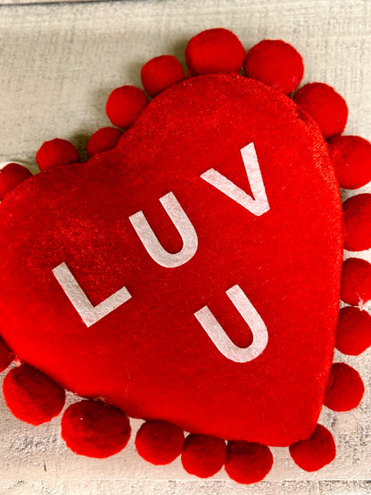 7.5 Inch Pink And Red Velvet Conversation Pompom Heart Three Styles