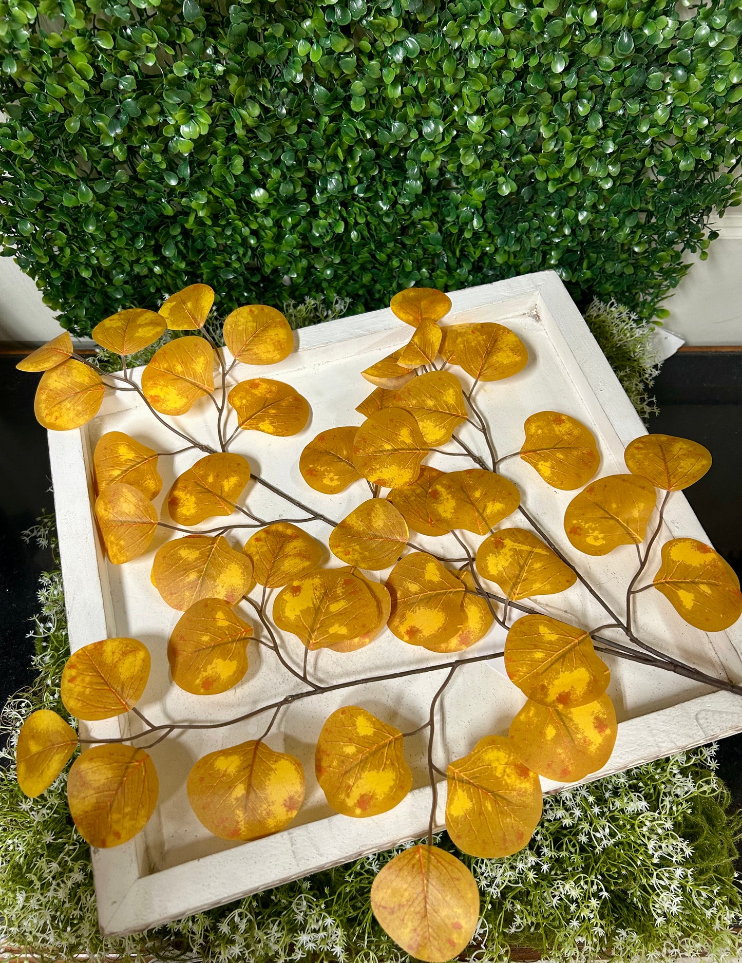 27 Inch Mustard Apple Leaf Spray