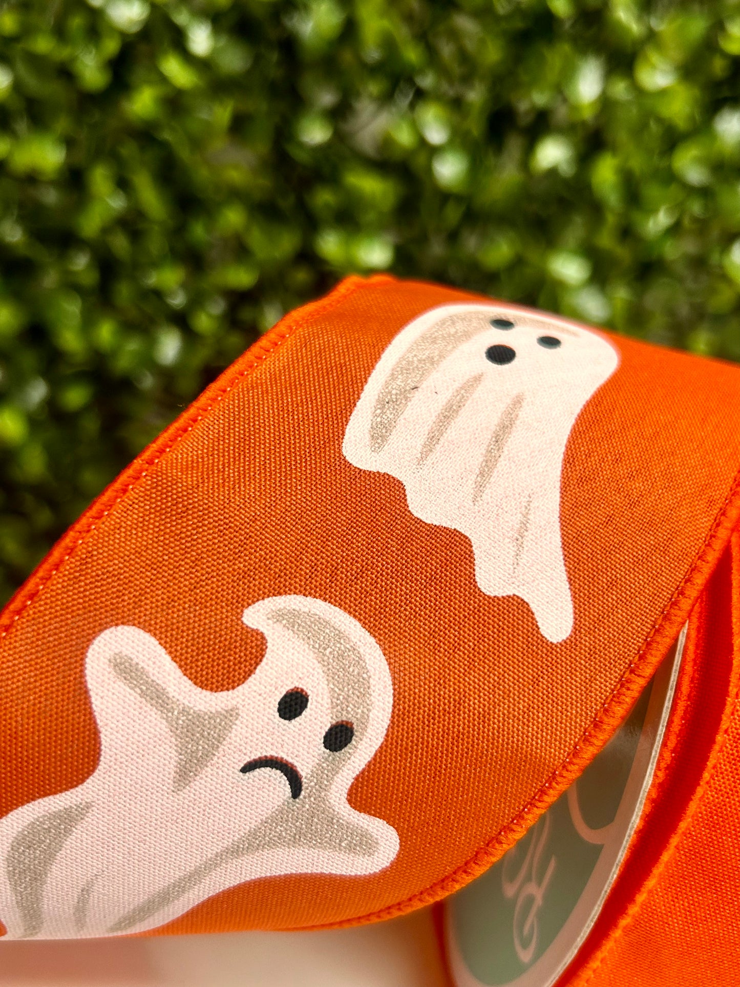 2.5 Inch By 10 Yard Ghosts On Orange Background Ribbon