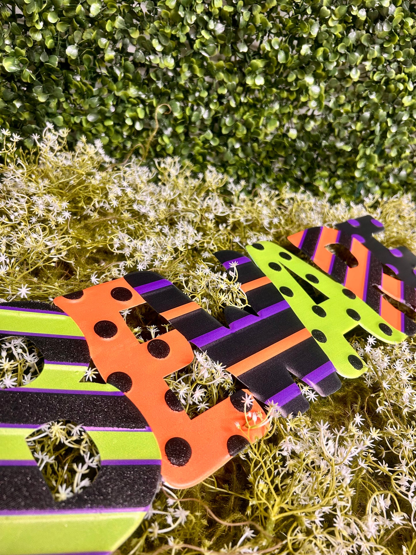 19 Inch Purple Green And Orange Beware Metal Embossed Sign