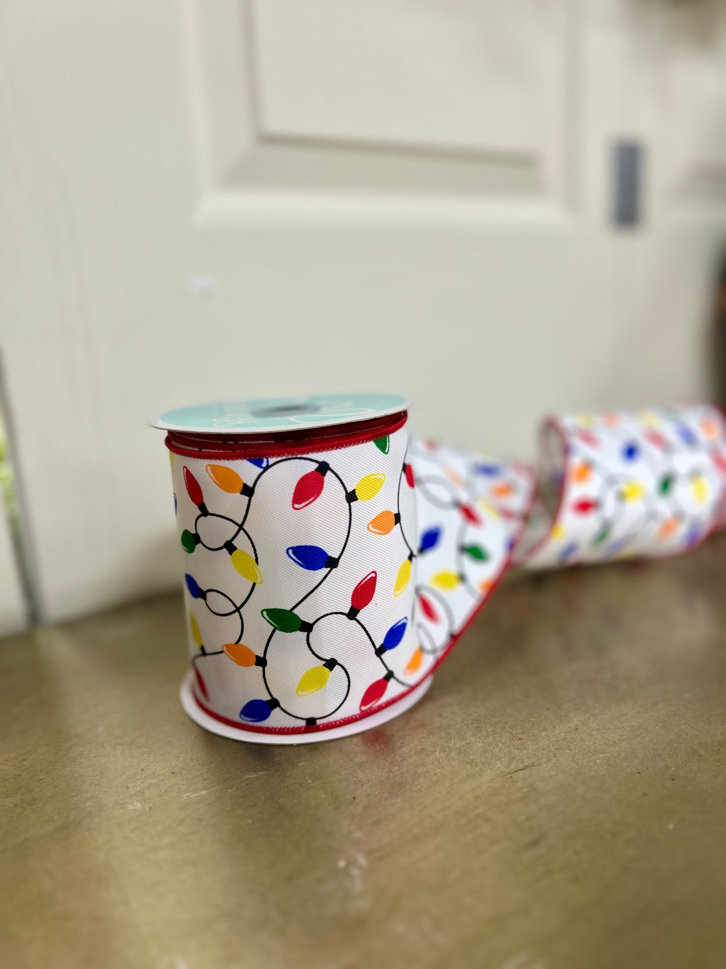 4 Inch By 10 Yard Christmas Lights Ribbon