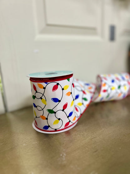 4 Inch By 10 Yard Christmas Lights Ribbon