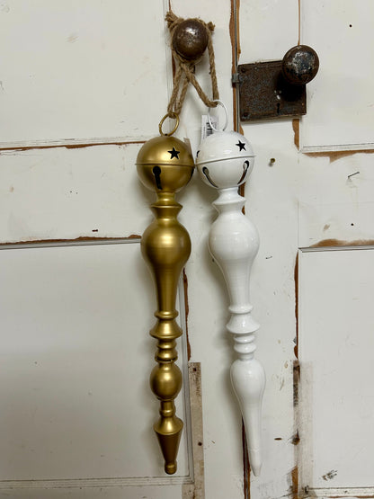 23 Inch Metal Gold And White Bell Top Finial Ornament Two Styles