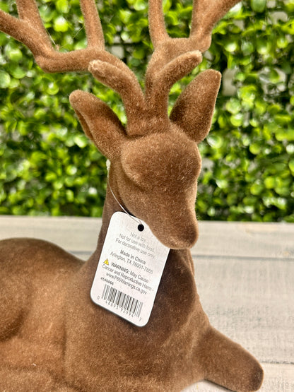 15 Inch Brown Flocked Deer Two Styles