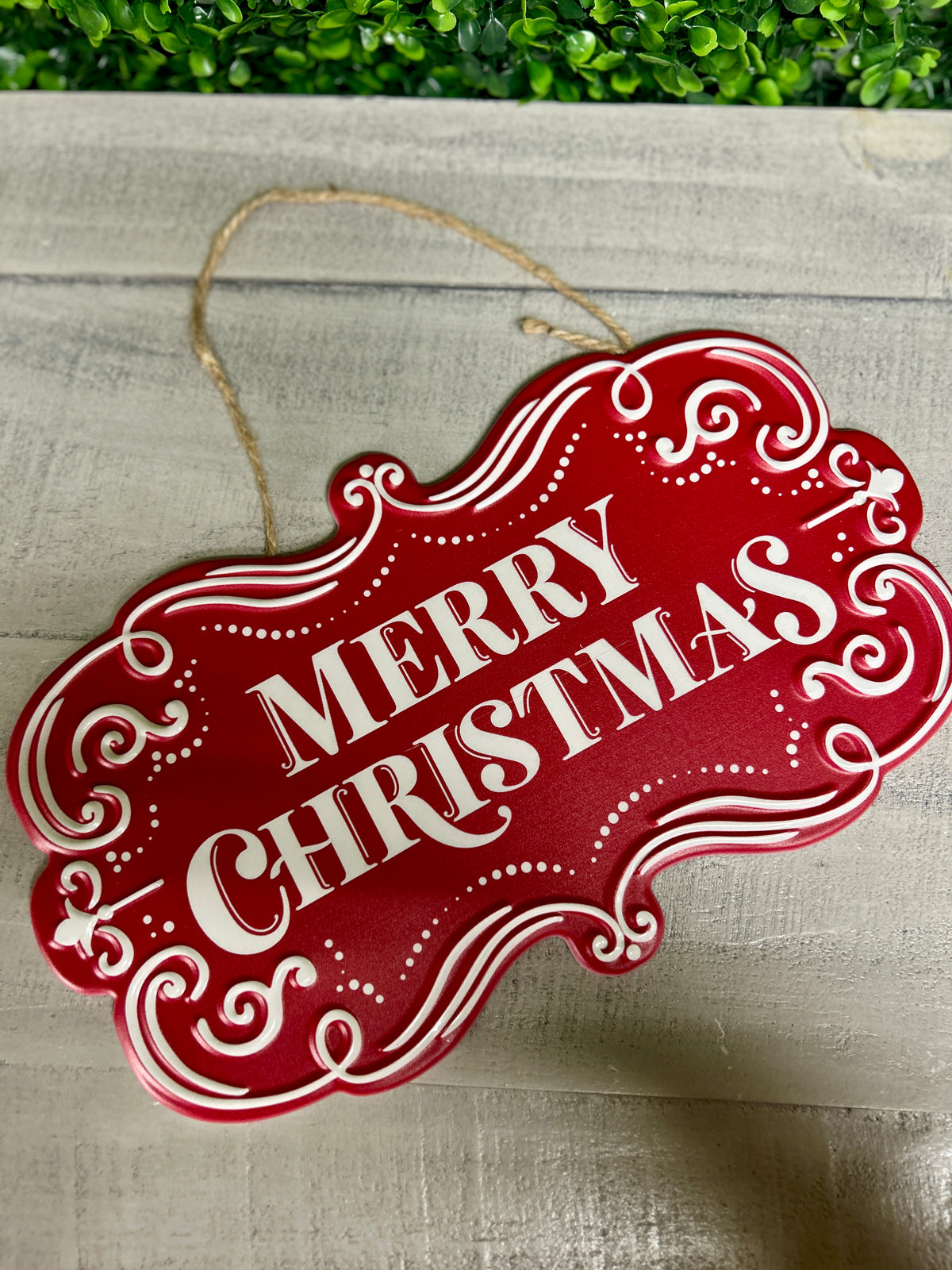 11.5 Inch Red And White Merry Christmas Sign