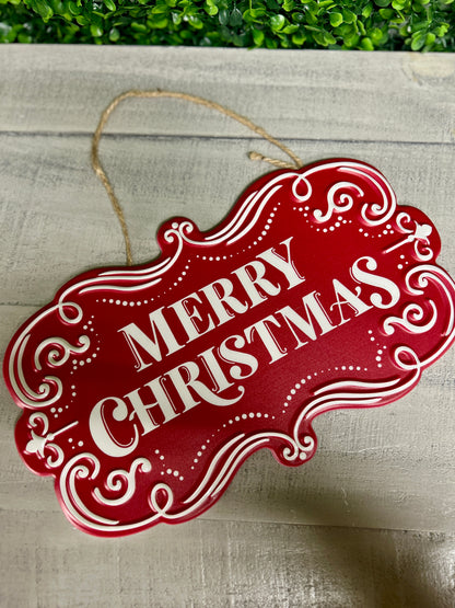 11.5 Inch Red And White Merry Christmas Sign