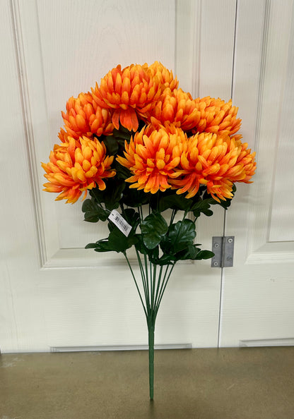 12 Inch Orange Ball Mum Bush